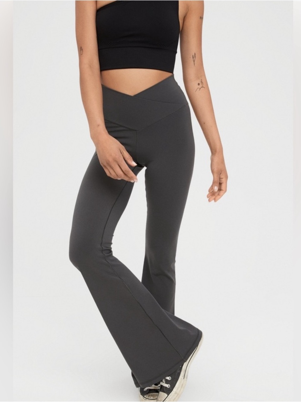 OFFLINE Aerie Real Me High Waisted Crossover Flare Legging Grey XS